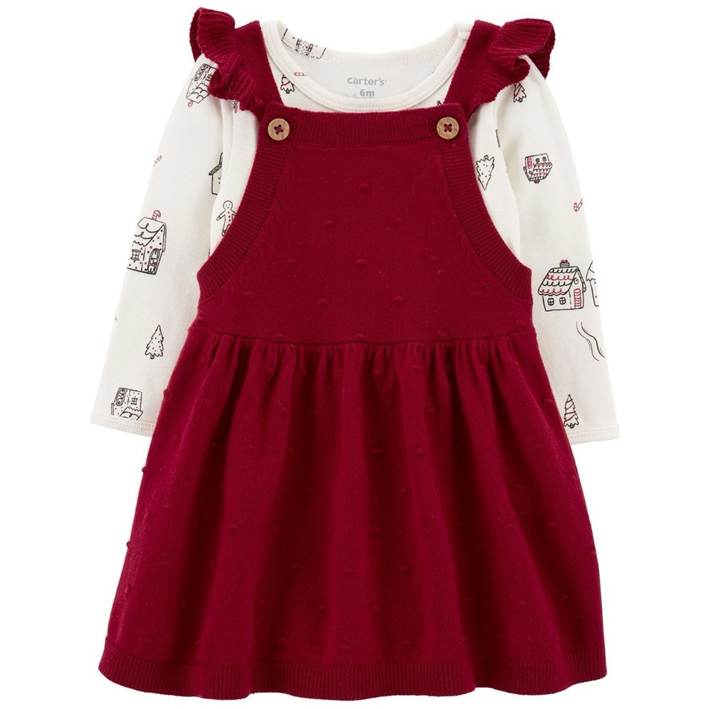 NWT Baby Girl Carter's 2-Piece Bodysuit & Jumper christmas Set size 9M